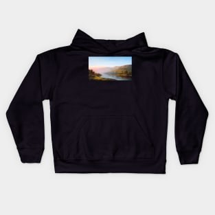 Mountain River Scene Autumn Kids Hoodie